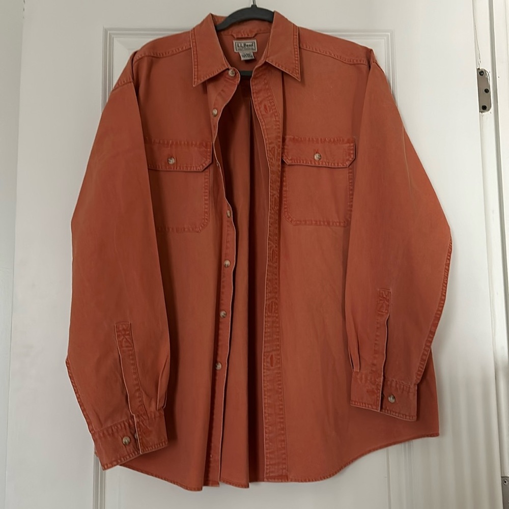 🧡 Vintage L.L. Bean Orange Cotton Button-Down Shirt